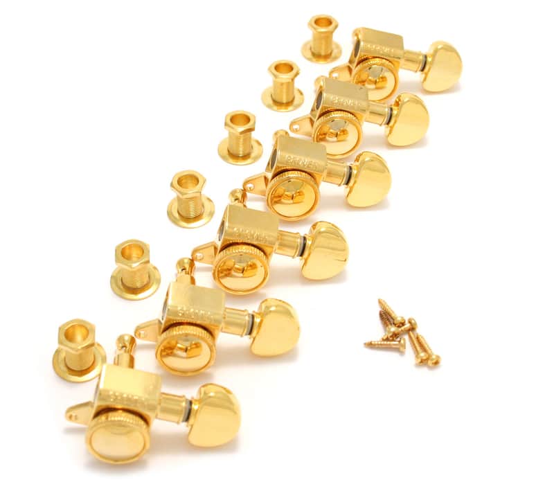 505G6 Grover Roto-Grip Gold 6 Inline Locking Guitar Tuners image 1