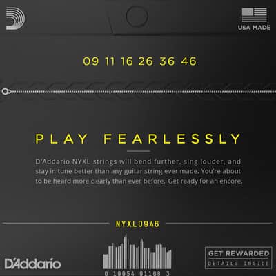 D'Addario NYXL0946 Nickel Wound Electric Strings, SuperLight Top/Reg Bottom 9-46 image 2