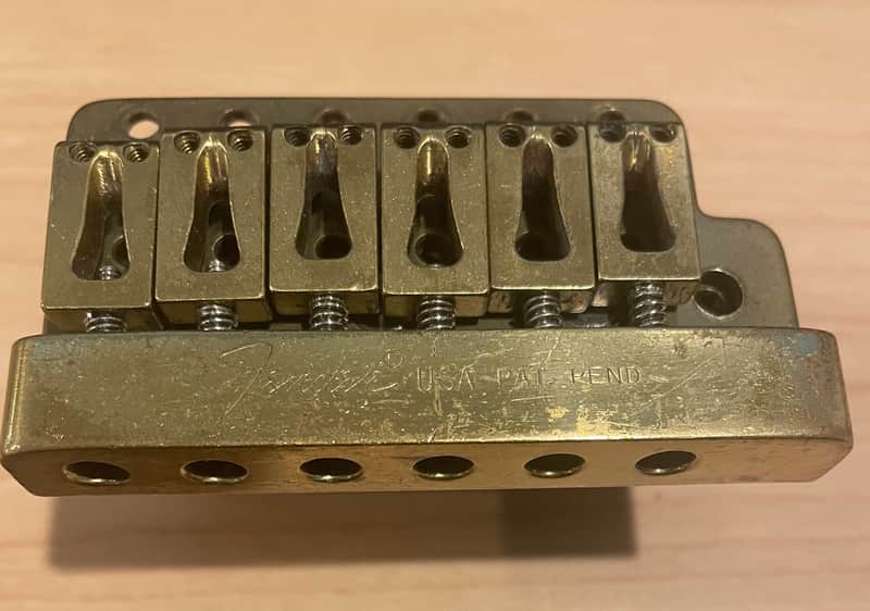 Fender USA "The Strat" Gold + Brass Tremolo Bridge for 1980, 1981, 1982 Stratocaster image 1