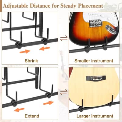Guitar Stand, 2-Tier Guitar Stands Floor with Guitar Amp Stand, Guitar Rack for Multiple Guitars and Guitar Accessories, Adjustable Guitar Holder, Guitar Display for Music Studio Home image 3