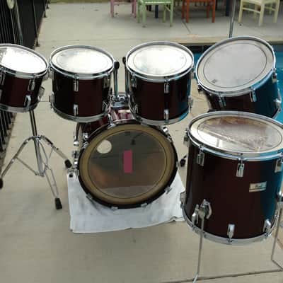 Pearl Professional 7 Piece DX Series Drum Kit with Snare Drum 1985 Wine Red image 7