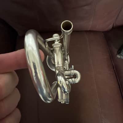 Buescher Symphony Model 10-22R (1923) Bb and A trumpet SN 136409 (silver plated) (gold wash bell) image 14
