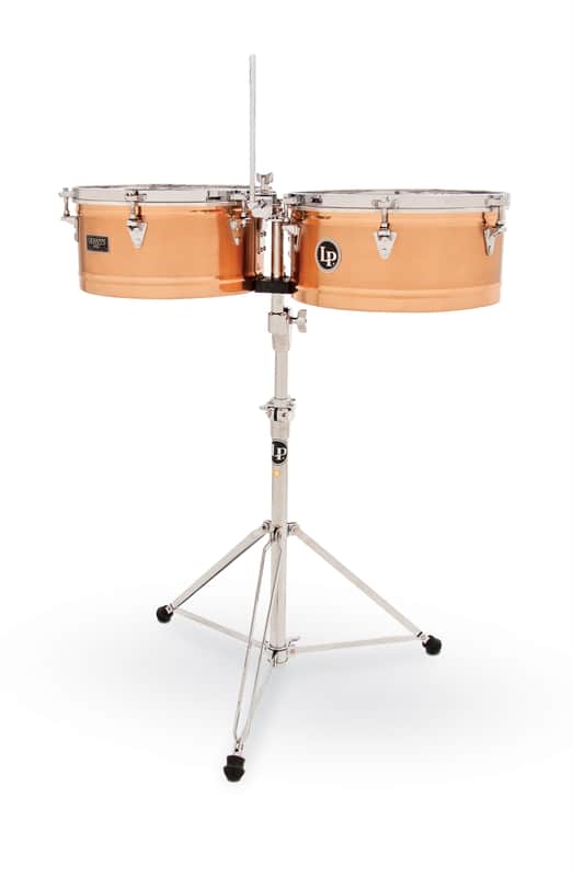 Latin Percussion LP1314-GIO Giovanni Series Prestige 13" / 14" Bronze Timbales w/ Stand image 1