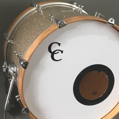 C&C Custom 2 Piece Jazz Bop Kit 18” Bass + 13” Snare Ginger / Champagne Glass Glitter Made in USA Maple Shells image 12