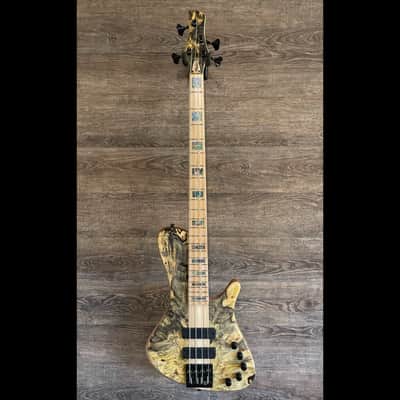 MGbass WaveBird Burl 4 strings bartolini pickup & preamp abalone inlay image 2