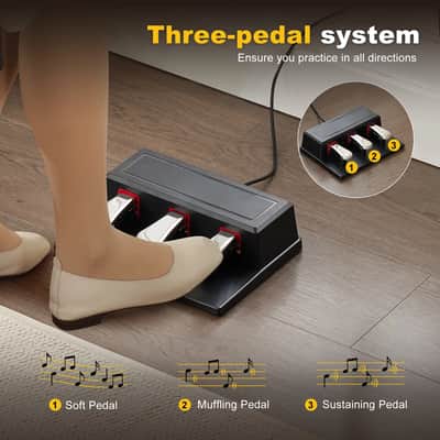 88-Key Semi-Weighted Digital Piano w/ Triple Pedal Bluetooth MIDI Dual Keyboard image 9