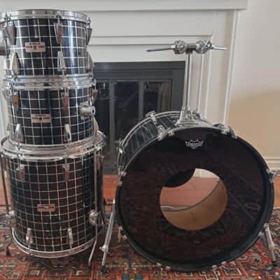 Yamaha 80s 5000 Drum Kit Rare Black/Chrome Grid Wrap