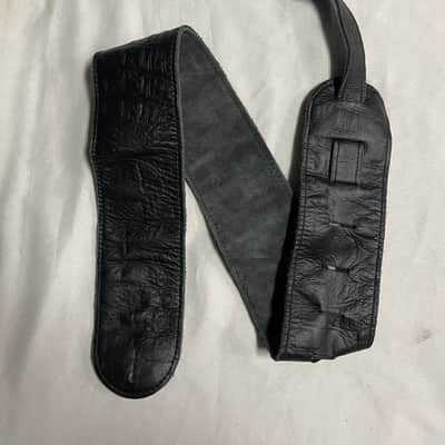 LM 3" Faux Crocodile Alligator Black LEATHER Guitar STRAP - FIRE SALE image 1