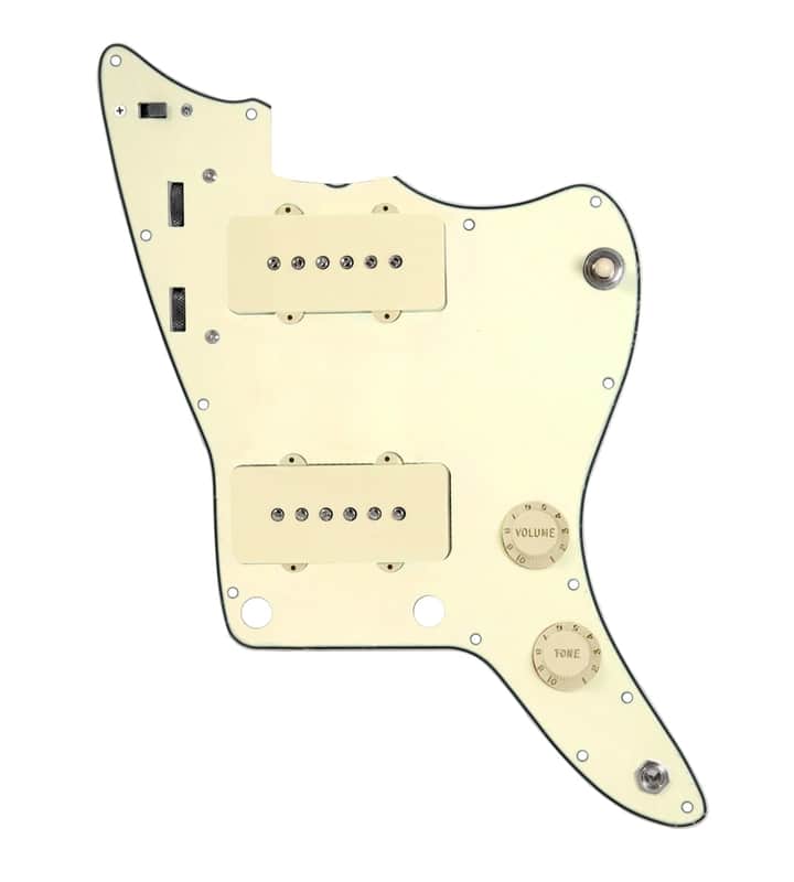 920D Custom JM Grit Loaded Pickguard for Jazzmaster With Aged White Pickups and Knobs ,  Cream Pickguard, and JMH-V Wiring Harness image 1