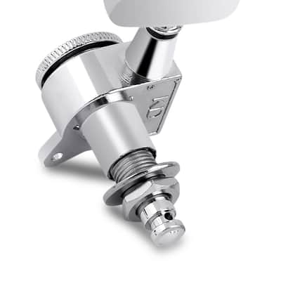 Locking Guitar String Tuning Pegs Tuning Keys Machine Heads Tuners 1:18 Gear Ratio 6 In Line for Right Handed Electric Guitar or Acoustic Guitar Parts Accessories Half Round Head Chrome. image 7