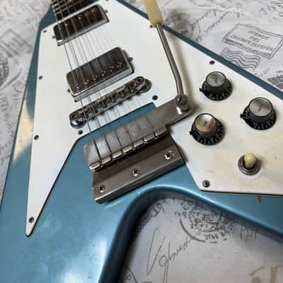1992 Replica ‘67 Flying V Factory Frost Blue Lacquer Factory Reclaimed 1960’s Wood, 1967 Factory Parts, Wiring, Pat No Pickups Melody Maker Fingerboard Etc image 19
