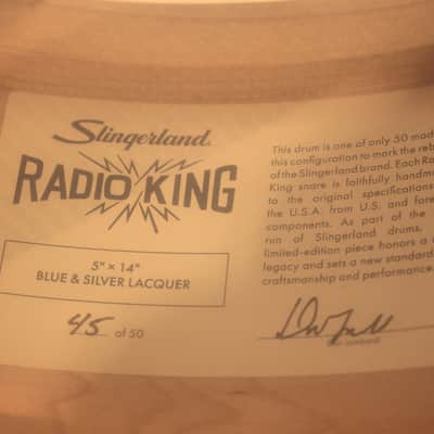Slingerland Radio King LTD 5x14" Snare Drum Blue/Silver Lacquer Burst - New! image 10