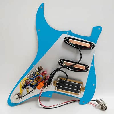 Dual Blades HSS Guitar Strat Style Loaded Prewired Pickguard in Silver Mirror image 2