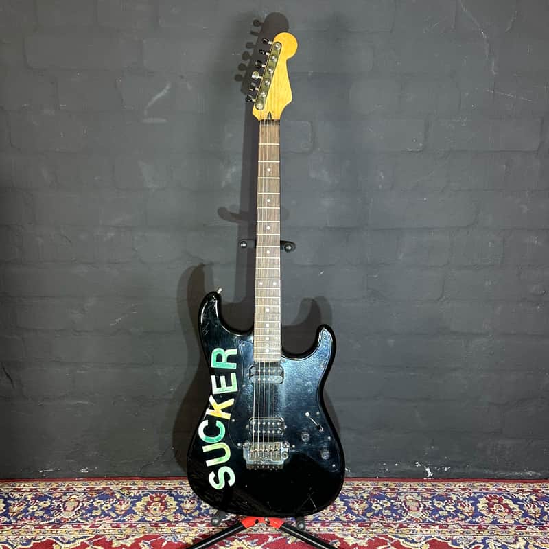 + New Video Fender Stratocaster Ex Gavin Rossdale Bush Black Humbucker Guitar + Case image 1