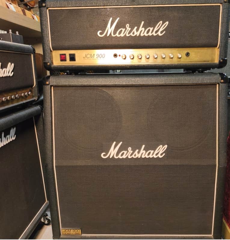 Marshall JCM 900 Model 2100 100-Watt Hi Gain Master Volume MkIII 4x12 Half Stack 1990s - Black image 1