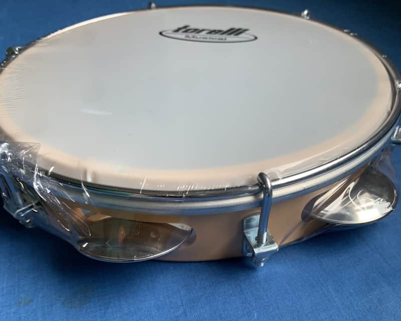 8" Brazilian Handmade Tambourine Pandeiro Milk Nylon Head 5 Double Jingles Inject Plastic Wood Body image 1