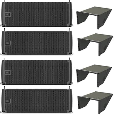 4x JBL SRX910LA Dual 10" Powered Line Array Speakers With DSP 880W + 4x JBL SRX900 RC1 - Rain Cover image 1
