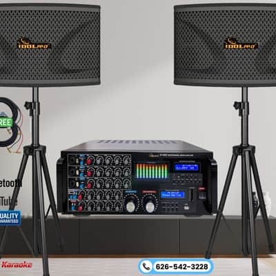 IDOLpro 3000W Superior Karaoke System With Dual 10" 2000W Speakers With Bass Booster and 3000W Bluetooth Mixing Amplifier image 1