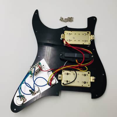 Stratocaster Style Loaded HSH Prewired Pickguard and Humbucker Pickup, Black image 4