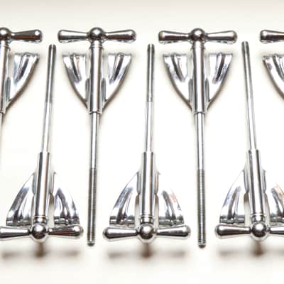 (10) Ludwig Bass Drum Tension Rods & Claws, Faucet Style Handles, 5.25"  Rods - 1960's image 5