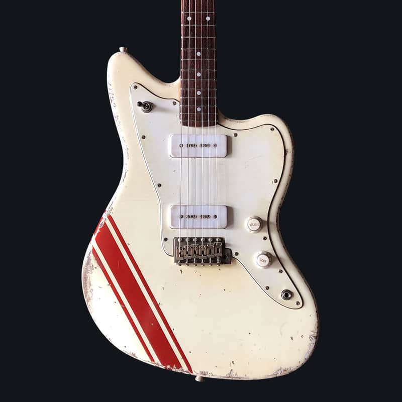 Made to Order - FRANCHIN Neptune guitar Racing Stripe Relic Aged 100% Nitro Lacquer (Sunburst/ Black/ White/ Blue/ Green/ Yellow/ Red/ Pink/ Burgundy/ Purple/ Gold/ Silver, etc.) Offset Jazzmaster Style Made in Italy image 1