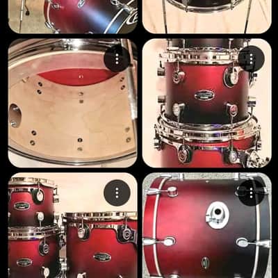 PDP PACIFIC FS 4 PC SHELL PACK W/ 22", 12", 14" & 16" CUSTOM FT Black Cherry Fade/Chrome-HEAR ON YOUTUBE image 1
