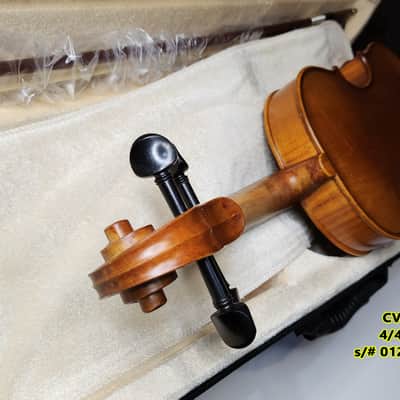 Cecilio 4/4 Deluxe Student+ Violin Aged 2 Years+ Tonewoods Solid Spruce Top Flamed Maple,Neck & sides, Inlaid Purfling, All-Ebony Components, Independent Fine-Tuners, Mongolian Horsehair Brazilwood Bows, Satin Antique Finish image 12
