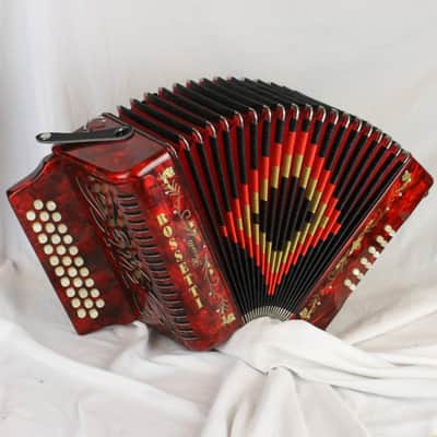 NEW Red Decorated Rossetti Diatonic Button Accordion GCF Sol  31 12 image 1