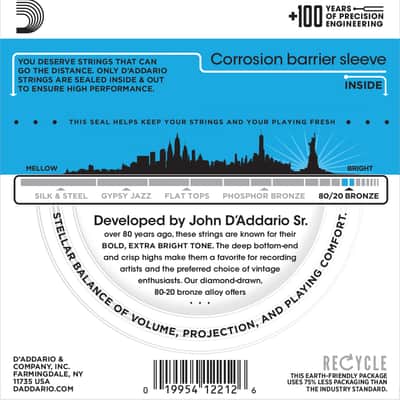 D'Addario EJ11 80/20 Bronze Acoustic Guitar Strings Light 12-53 image 2