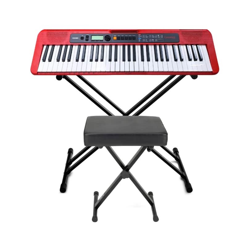 Casio Casiotone CT-S200 61-Key Portable Keyboard (Red) with Stand and Bench image 1
