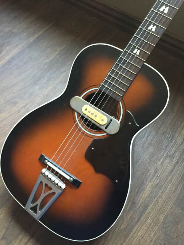 70's Harmony Stella Parlor Guitar w/60's DeArmond Pickup image 1