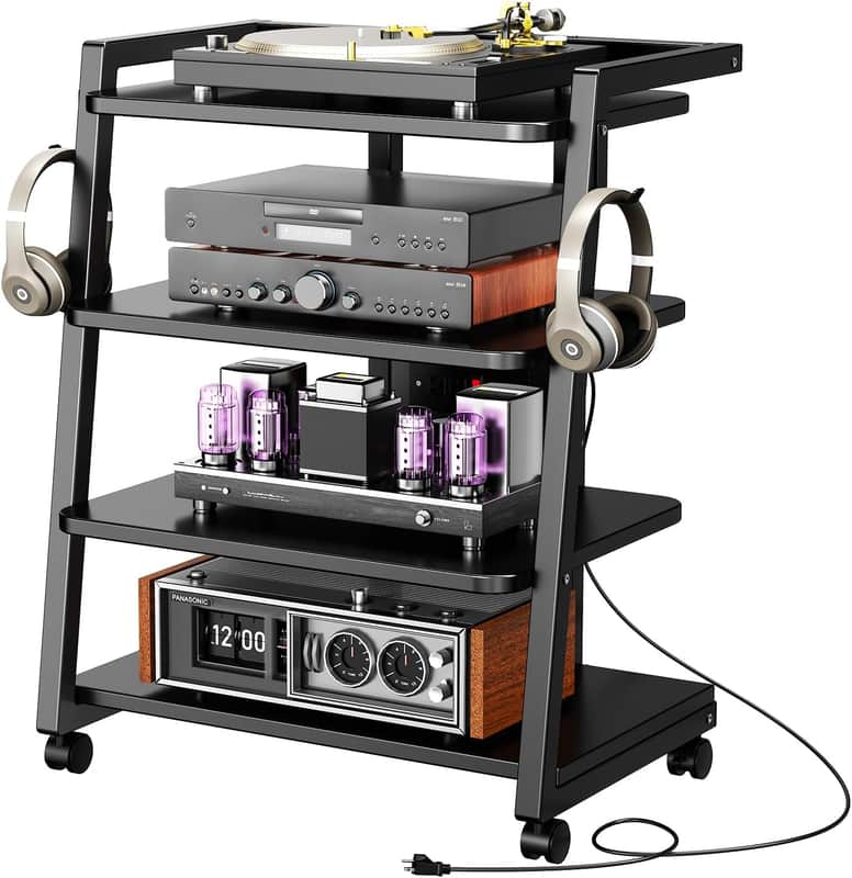 Mobile Studio Stand with Outlets and 4 Rolling Caster Wheels image 1