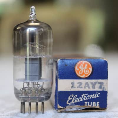 1954 GE 12AY7 Gray Plate Bent Rectangular Getter NOS NIB – Balanced 2100/2200 Gm image 2