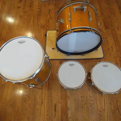 Ludwig Vintage 1966 Gold Sparkle Club Date Outfit W/ Matching Jazz Festival Snare - Amazing! image 18