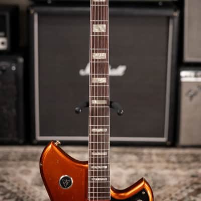 Novo Custom Shop Serus J Baritone Electric Guitar - Candy Apple Orange over 64 3-Tone Burst with Gig Bag image 4