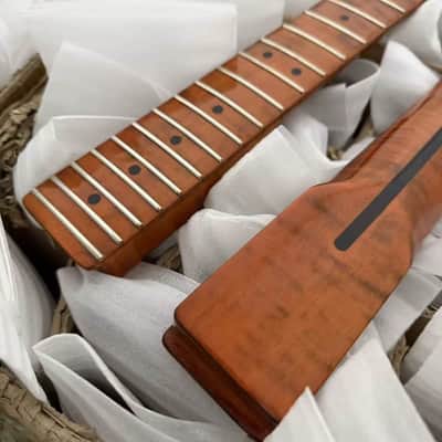 Flamed Stained Guitar Tele Style Tiger Maple Neck, 22 Frets Fingerboard image 4