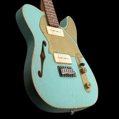 Paoletti Nancy Lounge P90 Semi Hollow Electric Guitar Surf Green image 2