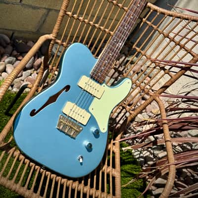 Squier FSR Thinline Cabronita, Ice Blue Metallic w/Matching Headstock & Upgrades, Paranormal Fender Telecaster image 7