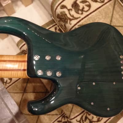 Kinal 5 String Bass 2002 Trans Aqua Green MM-J Pickups image 5