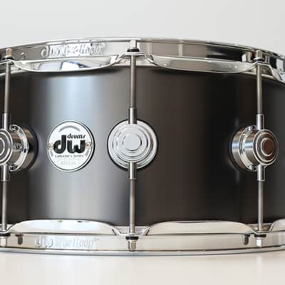 DW Collectors Satin Black Over Brass 6.5" x 14" Snare Drum w/ VIDEO! image 1