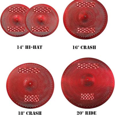 Low Volume Cymbal Pack - 14" Hi Hat, 16" & 18" Crashes, 20" Ride, 5-Piece Set with Free Cymbal Bag & Practice Mute image 3