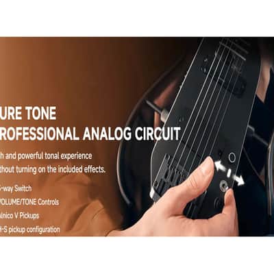 Donner Hush X PRO Headless Ultra Light rechargeable electronic Guitar with effects system BLACK image 8