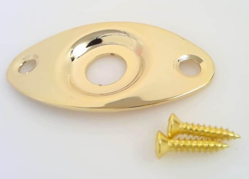 True Custom Shop® Gold Recessed Oval Dented Football Jack Plate for Fender Tele Strat Bass image 1