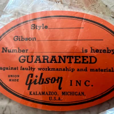 Gibson 1960s blank NOS Orange Soundhole Label Union Made image 8