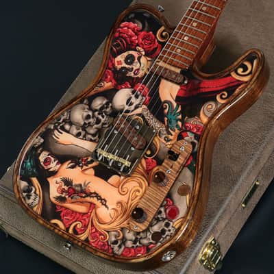 Walla Walla Guitar Company Marverick Pro Crystal Tattoo and Rose [SN 900510] [07/02] image 1