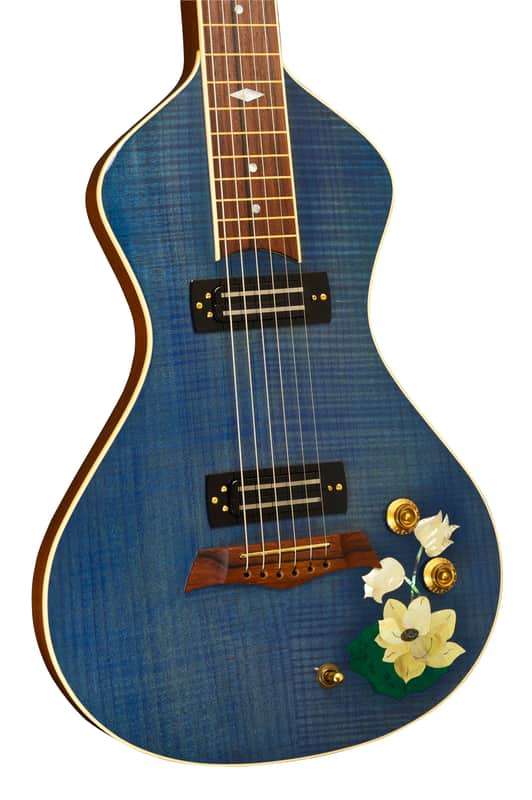 Asher "Lotus Flower" Inlay on Electro Hawaiian Model I 2005 trans blue nitro image 1