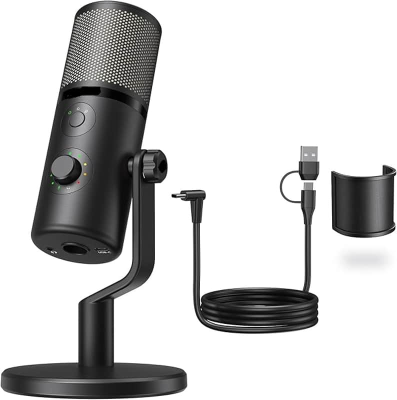USB Microphone for Gaming Streaming, Podcast Condenser mic with 3 Polar Patterns Software for Twitch TikTok YouTube Discord, Profession Studio Recording Mic for Computer PC Mac PS5 PS4 image 1