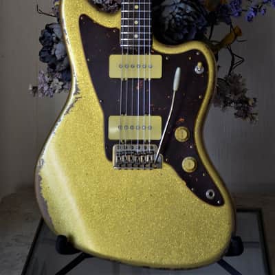 American Fender Jazzmaster Relic  Custom  Nitro Gold Sparkle G&G Case image 10