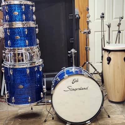 Slingerland Sound King 5 Piece Drum Set, 1968 - Blue Onyx Pearl image 3
