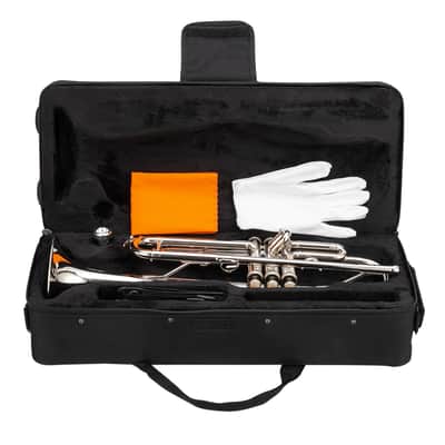 🎅🎄 For Pros and Beginners! Silver (Chrome) Unmarked Trumpet with Case/Bag/Pack +Strap +Cloth! image 15
